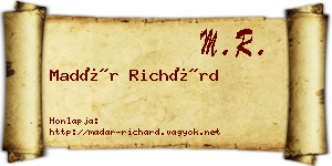 Madár Richárd névjegykártya