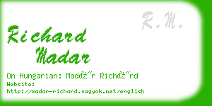 richard madar business card